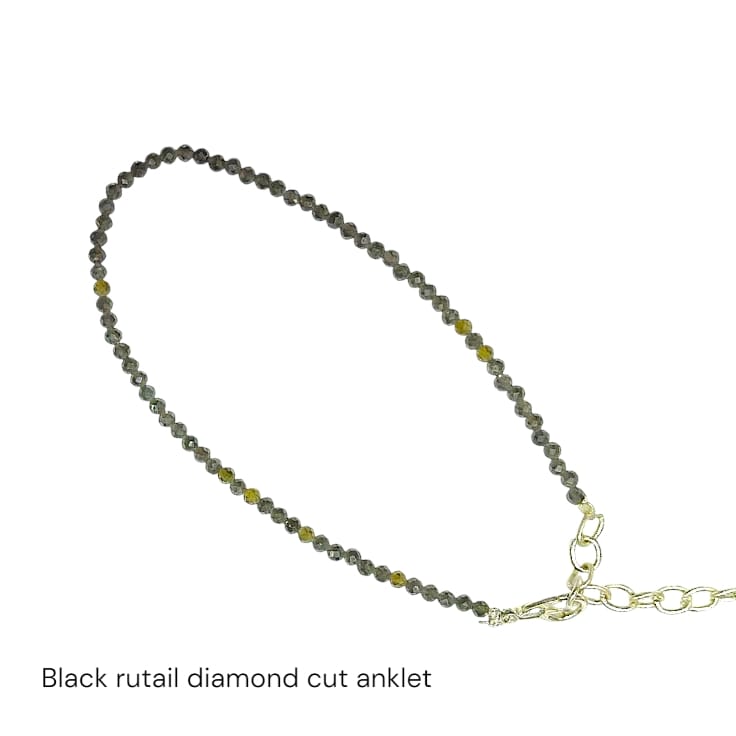 Black Rutile Diamond Cut Anklet