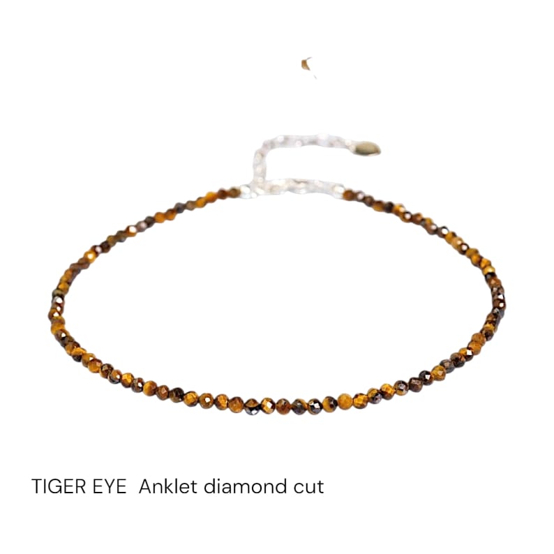 Tiger Eye Diamond Cut Anklet
