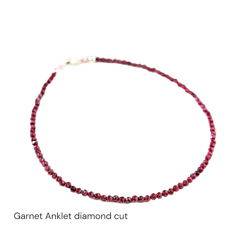 Garnet Diamond Cut Anklet