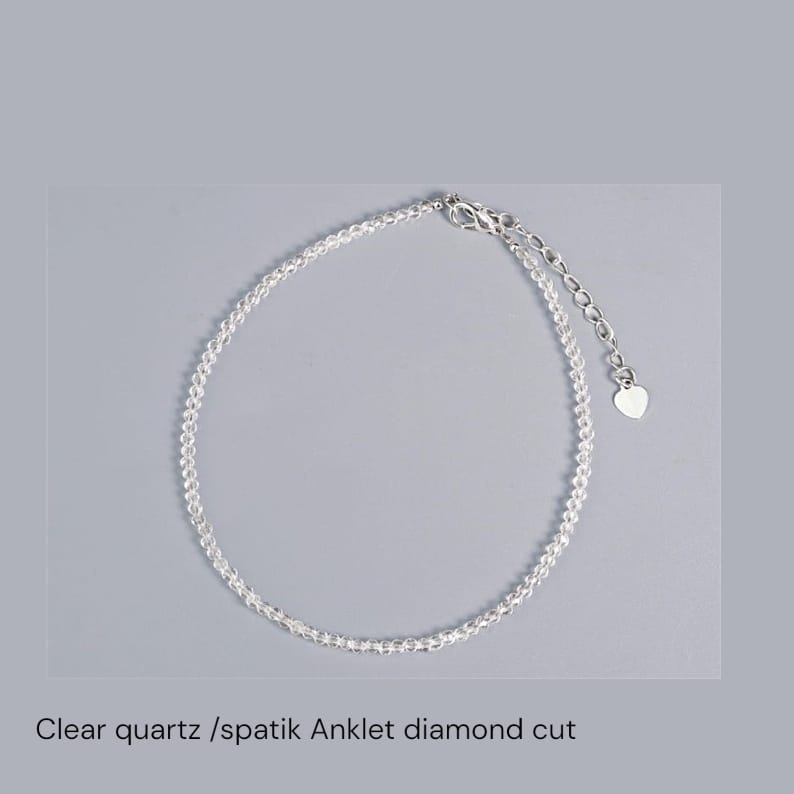 Clear Quartz/ Spatik Diamond Cut Anklet