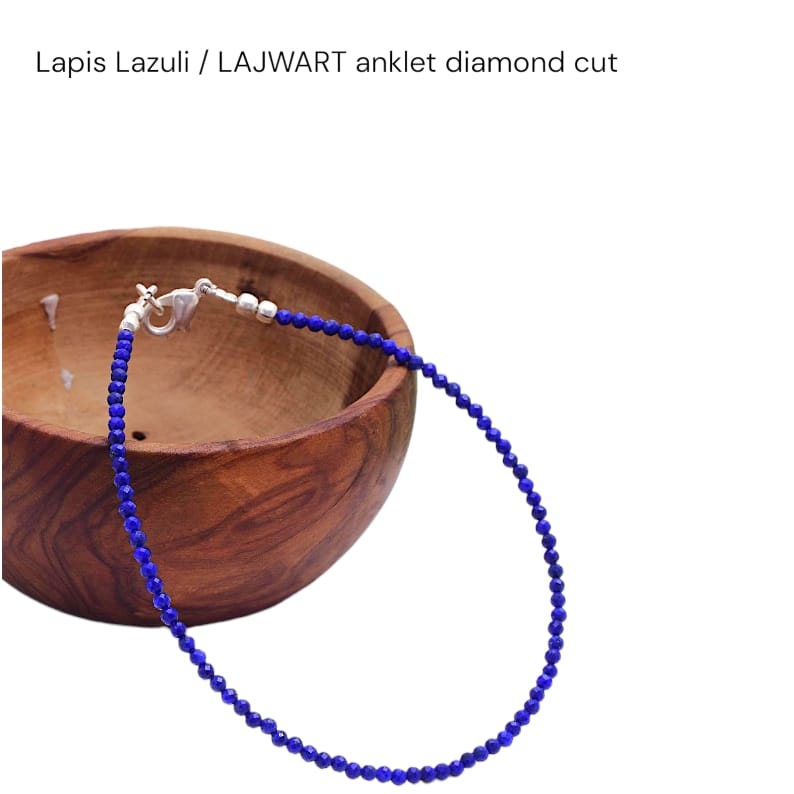 Lapis Lazuli Lajwart Diamond Cut Anklet